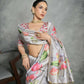Vishnu Weaves Women's Grey Soft Tussar Silk Printed Saree with Blouse - Swadesiicart