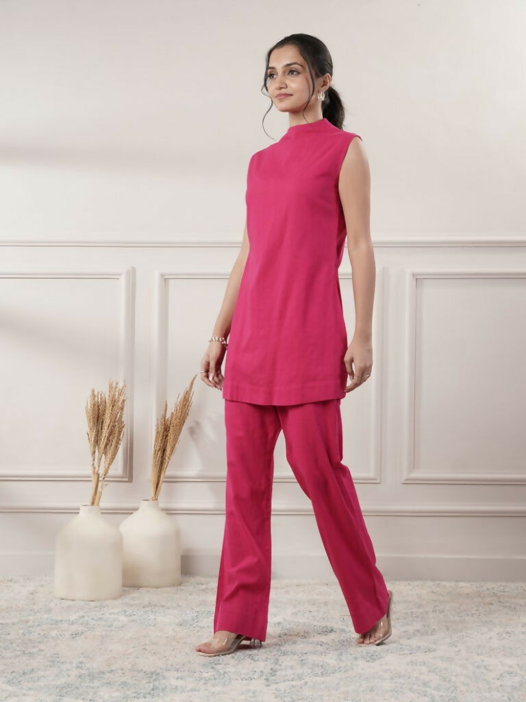 Joban Fashion Women's Fuchsia Cotton Co-Ord Set - Swadesiicart