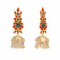 Nuyug 22K Gold-Plated Enamel & Beaded Dome Shaped Jhumka Earrings | Swadesiicart