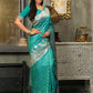 Astita Banarasi Silk Rama Green Saree | Swadesiicart