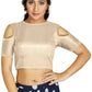 Aastha Fashion Women's Off White Art Silk Cold Shoulder Sleeve Readymade Blouse
