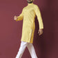 Anaita Yellow Solid Soft Jacquard Silk Straight Kurta
