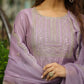 Janasya Lavender Silk Blend Solid Kurta,Bottom & Dupatta | Swadesiicart