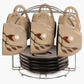 Home Centre Caraway Cup and Saucer- Set of 13 Pcs - 220 ml - Brown - Swadesiicart