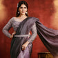 Lavender Banarasi Crush Silk Sequence Thread & Stone Work/ Texture Pallu Saree - Mohmanthan Kimiya | Swadesiicart