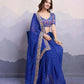 Blue Georgette Bandhani Printed,Embroidery Work Saree - Surkhi