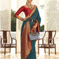 Teal Soft Banarasi Paithani Copper Zari Weaving Saree With Unstitched Blouse Piece - Jodha | Swadesiicart