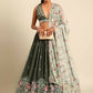 House of Panchhi Olive Chinon Sequins embroidery Lehenga choli & Dupatta | Swadesiicart