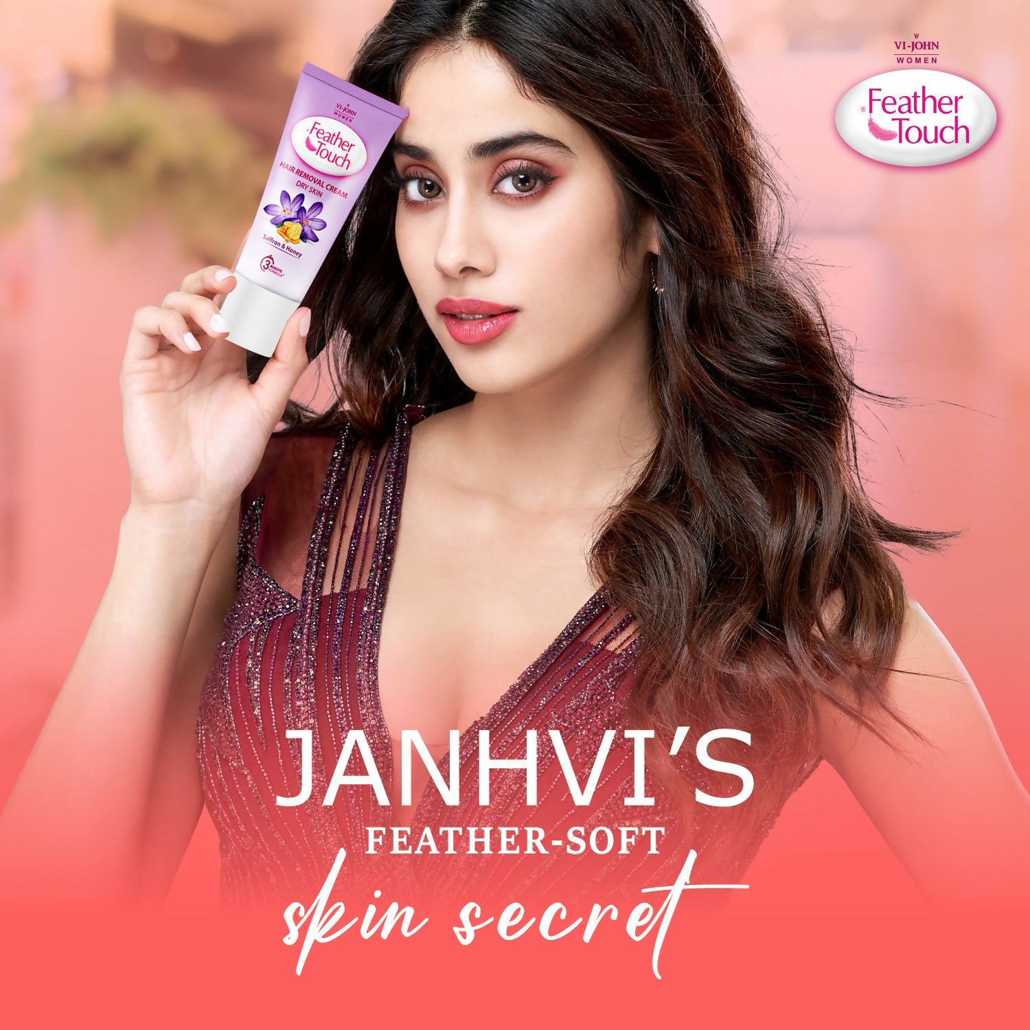 VI-JOHN Feather Touch Saffron & Honey Hair Removal Cream for Women for Dry Skin, Suitable for Legs, Underarms, Bikini Line, Arms | Swadesiicart