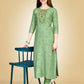 Jyoti Fashion Women's Sea Green Viscose Rayon Embroidered Kurta Pant Set | Swadesiicart