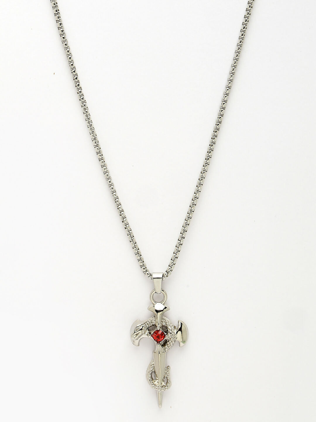 NVR Men's Silver-Plated Stainless Steel Pendant with Chain - Swadesiicart