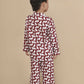 Breathables Kids Cotton Night Suit – Maroon Cat Print Shirt & Pyjama Co-Ord Set For Boys & Girls