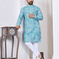 Anaita Sky Blue Digital Printed Work Cotton Straight Kurta