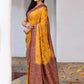 Joban Fashion Yellow Crepe Chiffon Pure Handloom Banarasi Silk Saree | Swadesiicart