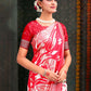 Shree Shyam Fashion Devistuti Red White Linen Cotton Saree