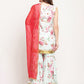 Ahalyaa Women's Mint Green Crepe Digital Floral Print Kurta Sharara Set with Dupatta | Swadesiicart