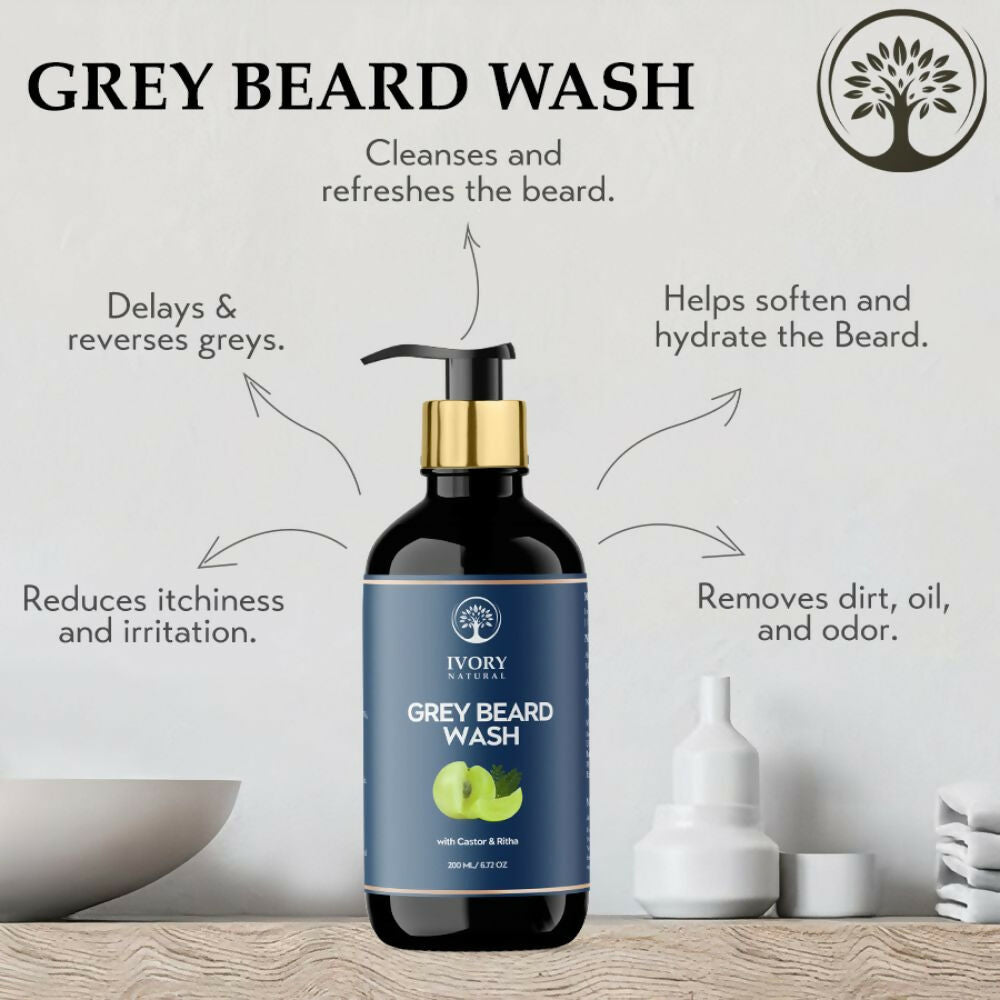 Ivory Natural Grey Beard Wash For Beard Graying And Restoring Beard'S Natural Black Shade | Swadesiicart