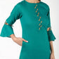 Aniyah Cotton Criss Cross Bell Sleeves Blue Straight Kurta (AN-143K) - Swadesiicart