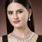 NVR Women's Silver-Plated Pink American Diamond Studded Handcrafted Jewellery Set - Swadesiicart