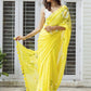 Exclusive Collection Beautiful Yellow Pure Cotton Hand Print Handloom Saree With Running Blouse Piece - Swadesiicart