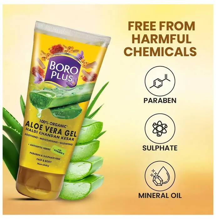 Boroplus 100% Organic Aloe Vera Gel Haldi Chandan Kesar - Swadesiicart