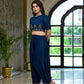 Juniper Women's Navy Thread Embroidered Rayon Top & Dhoti Pant Set - Swadesiicart