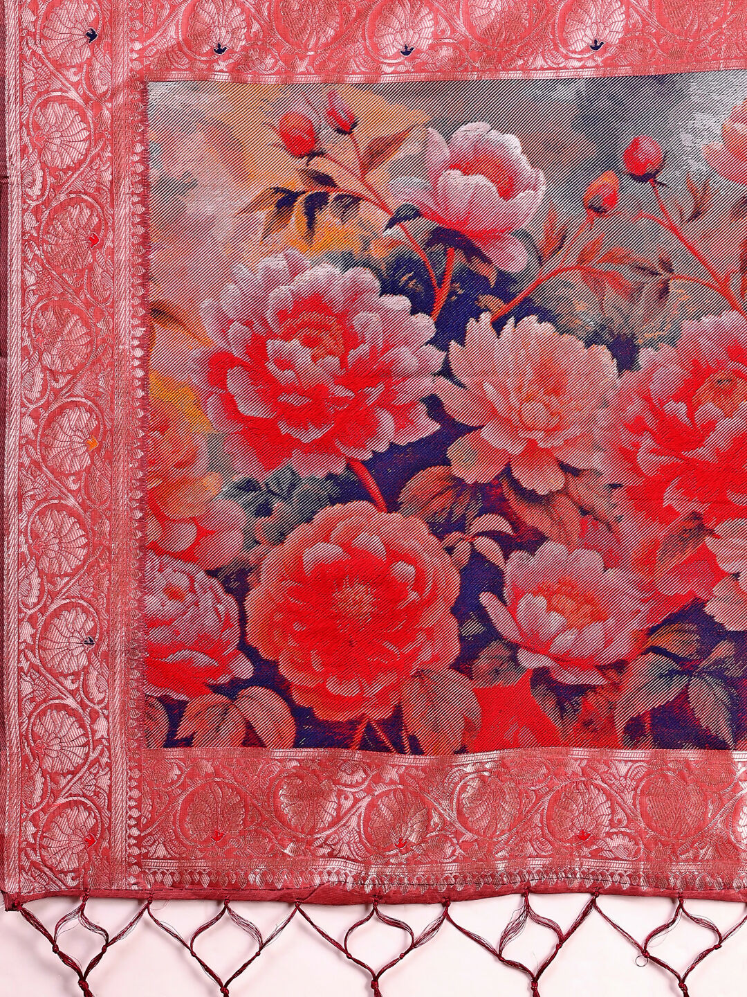 Shree Shyam Fashion Linen Cotton Rust Saree