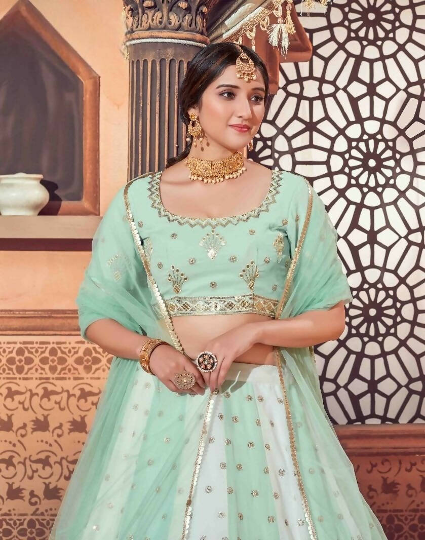 DEIANA'S Beautiful Thread Sequence Lehengha Choli - Pista | Swadesiicart