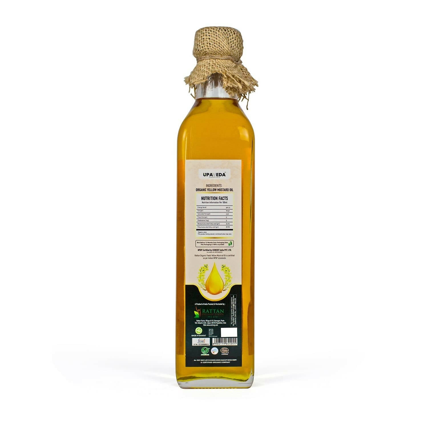 Upaveda Organic Cold Pressed Yellow Mustard Oil | Swadesiicart
