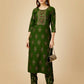 Jyoti Fashion Women's Green Viscose Rayon Embroidered Kurta Pant Set | Swadesiicart
