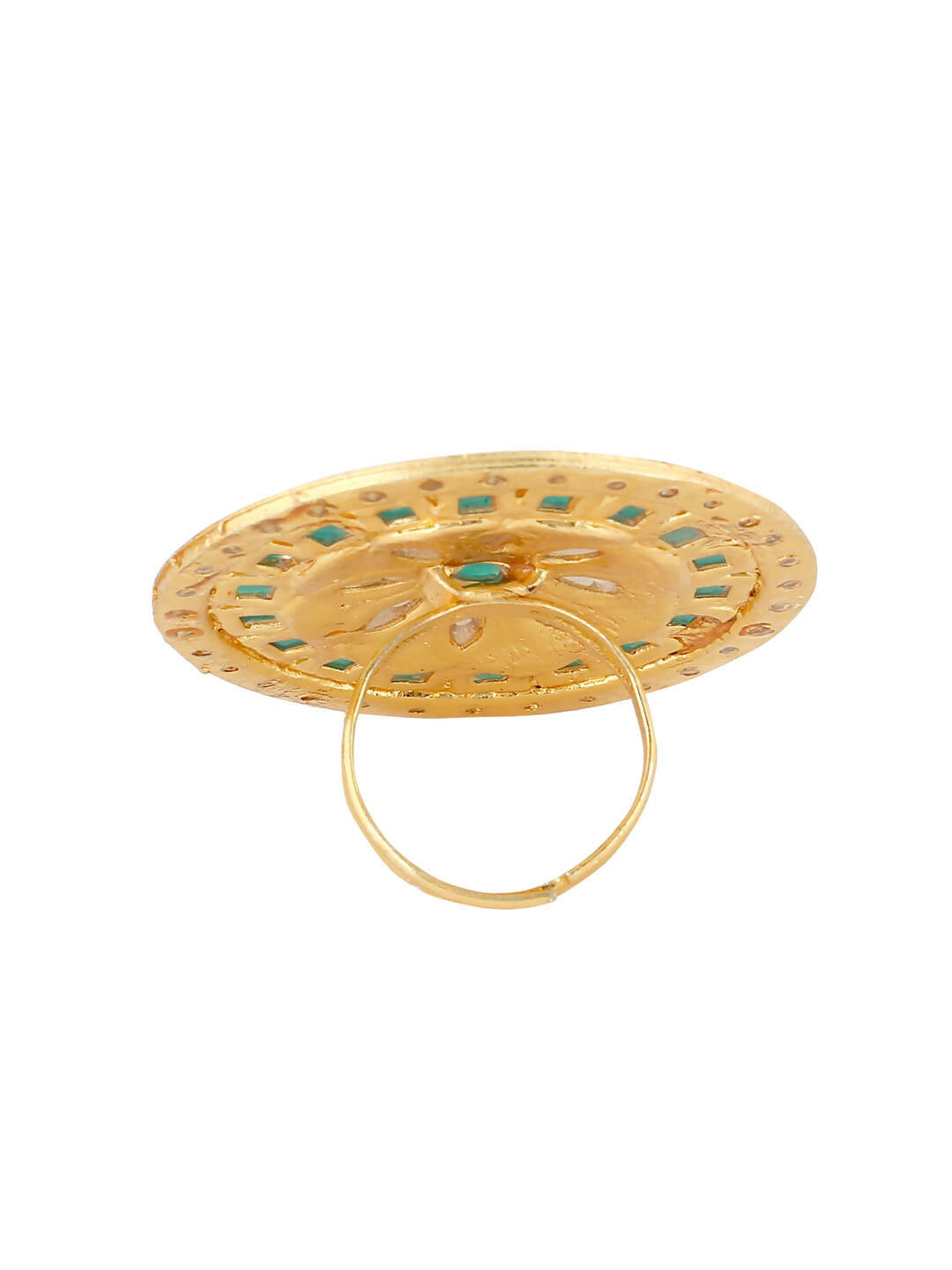 NVR Women's Traditional Kundan Meenakari Gold-Polished Ajustable Finger Ring | Swadesiicart