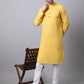Even Apparels Yellow Pure Cotton Men's Kurta With Band Collar (SLD1183) | Swadesiicart