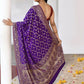 Joban Fashion Purple Crepe Chiffon Pure Handloom Banarasi Silk Saree | Swadesiicart