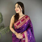 Joban Fashion Purple Banarasi Soft Silk Woven Saree | Swadesiicart