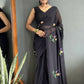 Aayaa Designer 1 min Hand Painted Ready to Wear saree - Black | Swadesiicart