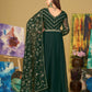 Jyoti Fashion Women's Bottle Green Georgette Embroidered Anarkali Kurta Pant Set With Dupatta | Swadesiicart