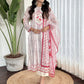 White Multi Viscose Chanderi Stitched Suit With Dupatta - Tanisha | Swadesiicart