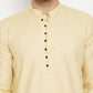 Even Apparels Beige Pure Cotton Long Men's Kurta With Band Collar | Swadesiicart