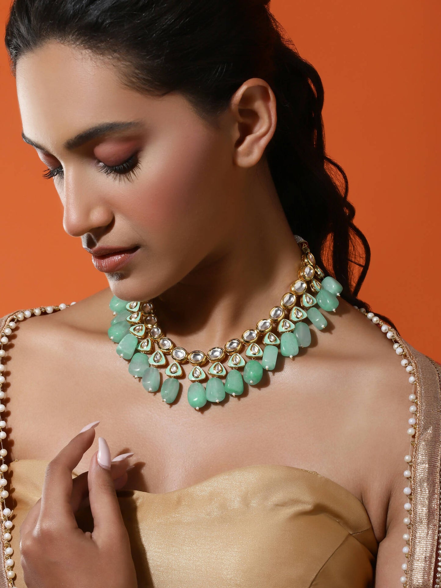 Women's Gold-Polished Necklace - Ruby Raang | Swadesiicart