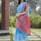 Vamsee Srivani Chikankari Sky Organza Silk Saree - Swadesiicart