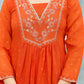 The52 Orange Women's Gorgeous Embroidered Chinon Fabric Flared Kurta Pant and Dupatta Set - Swadesiicart