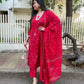 The52 Red Women's Beautiful Rayon Fabric Printed Work Straight Kurta Pant and Dupatta Set - Swadesiicart