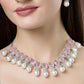 NVR Women's Silver-Plated Pink American Diamond Studded Handcrafted Jewellery Set - NR Retail-NVR