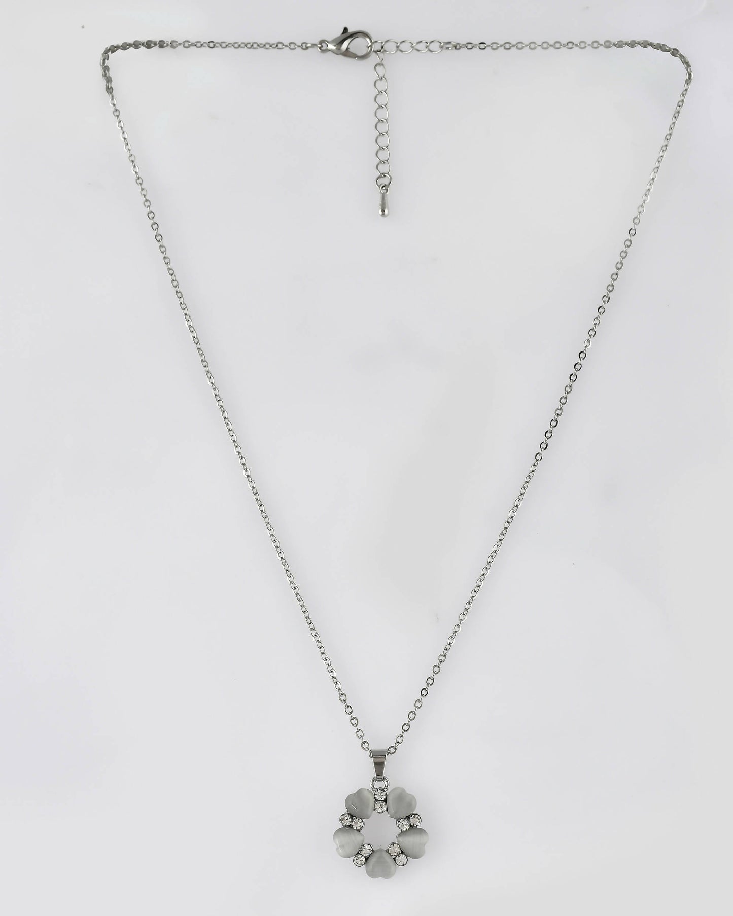 VOJ Women Beads Stainless Steel Sliver-Plated Chain with Heart-Shape Pendant - Swadesiicart