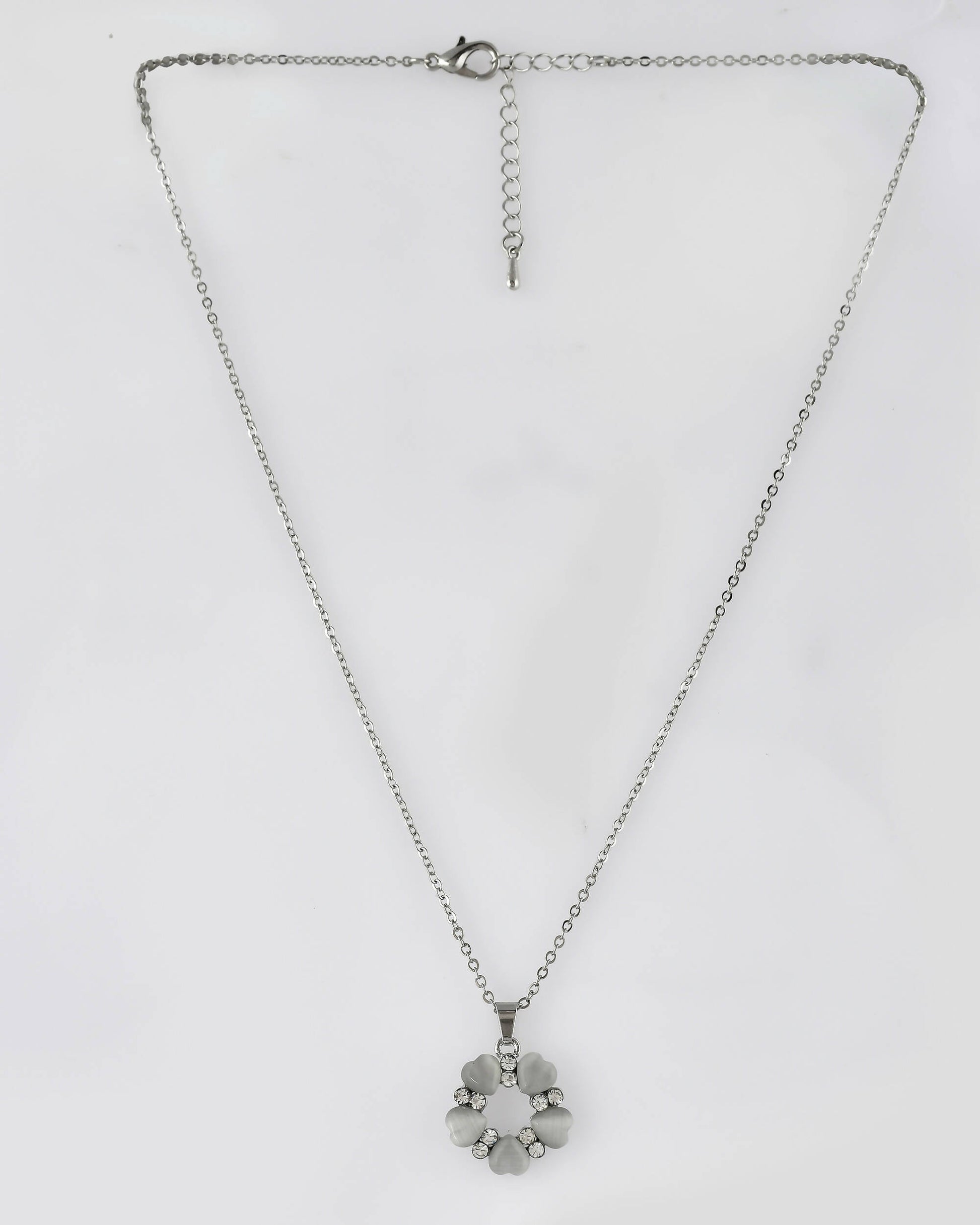 VOJ Women Beads Stainless Steel Sliver-Plated Chain with Heart-Shape Pendant - Swadesiicart