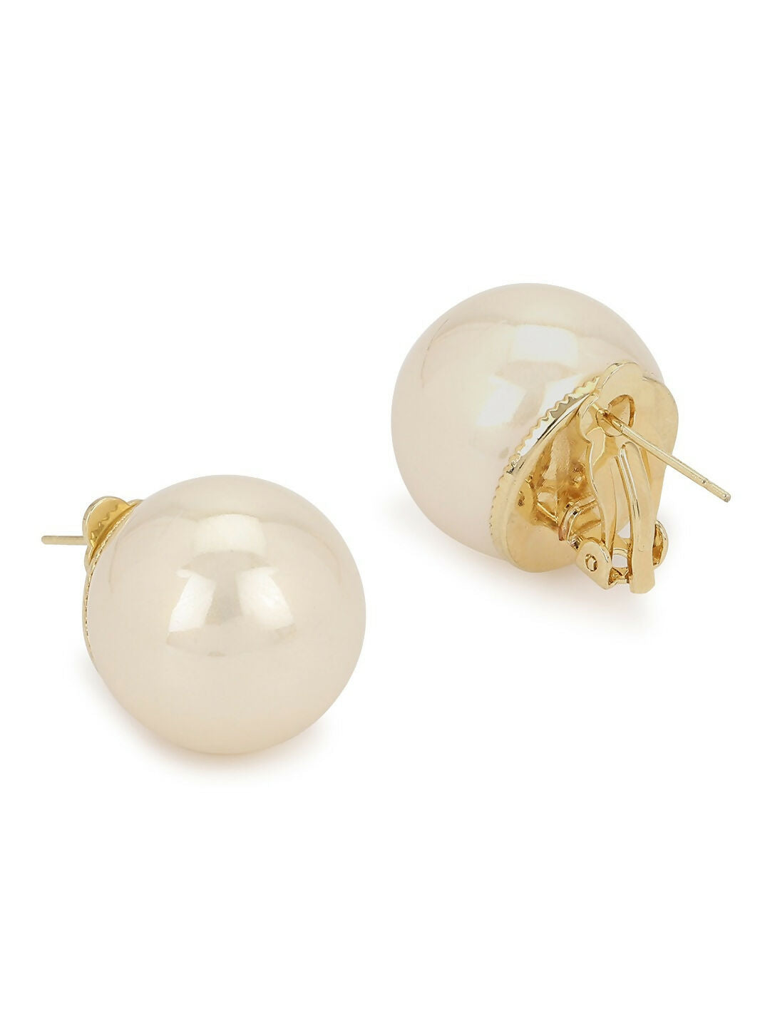 Cream Shine Pearl Studs- Ruby Raang | Swadesiicart