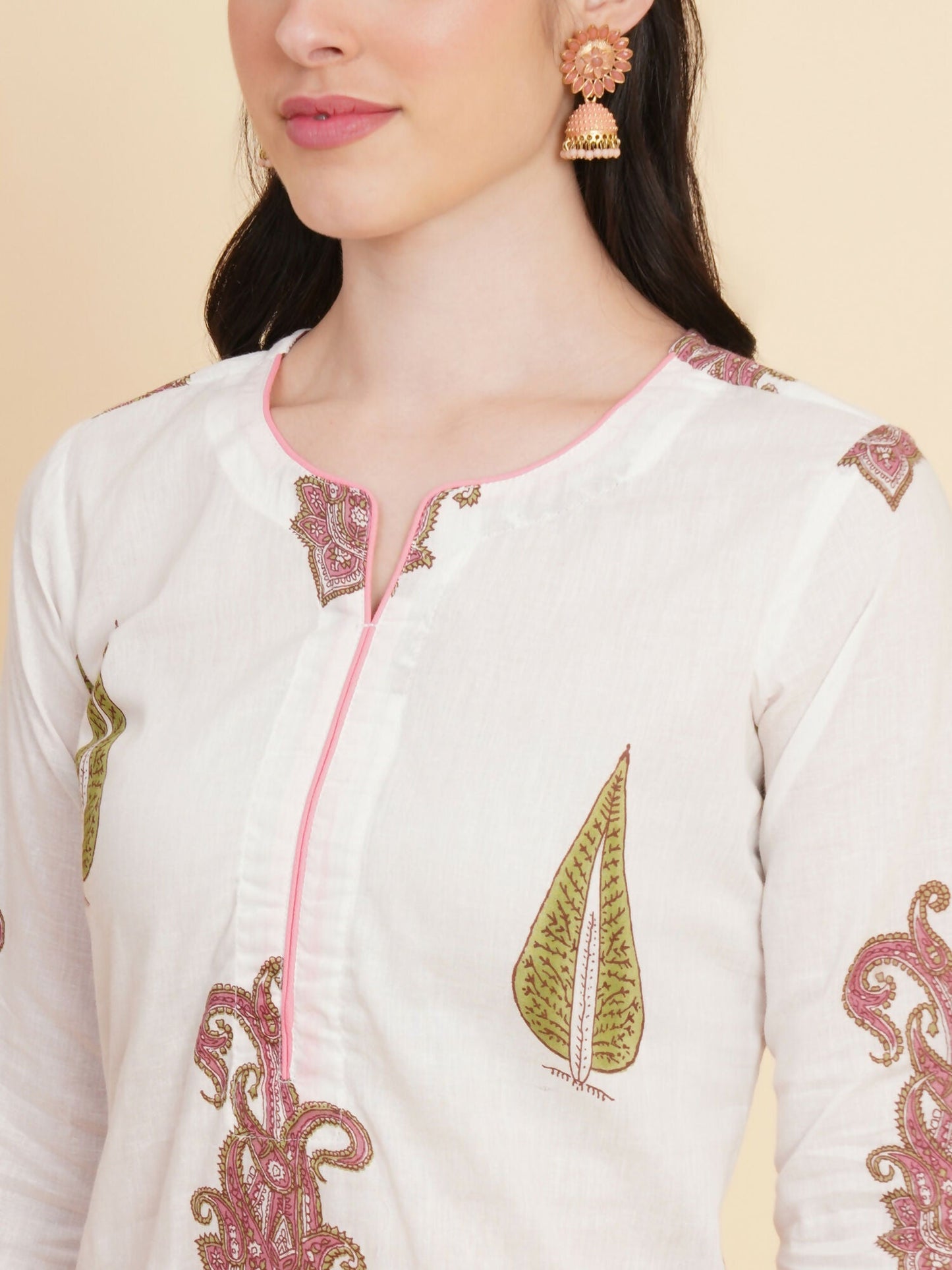 Designer Stylish white Cotton Stitched Suit With Dupatta - Tanisha | Swadesiicart