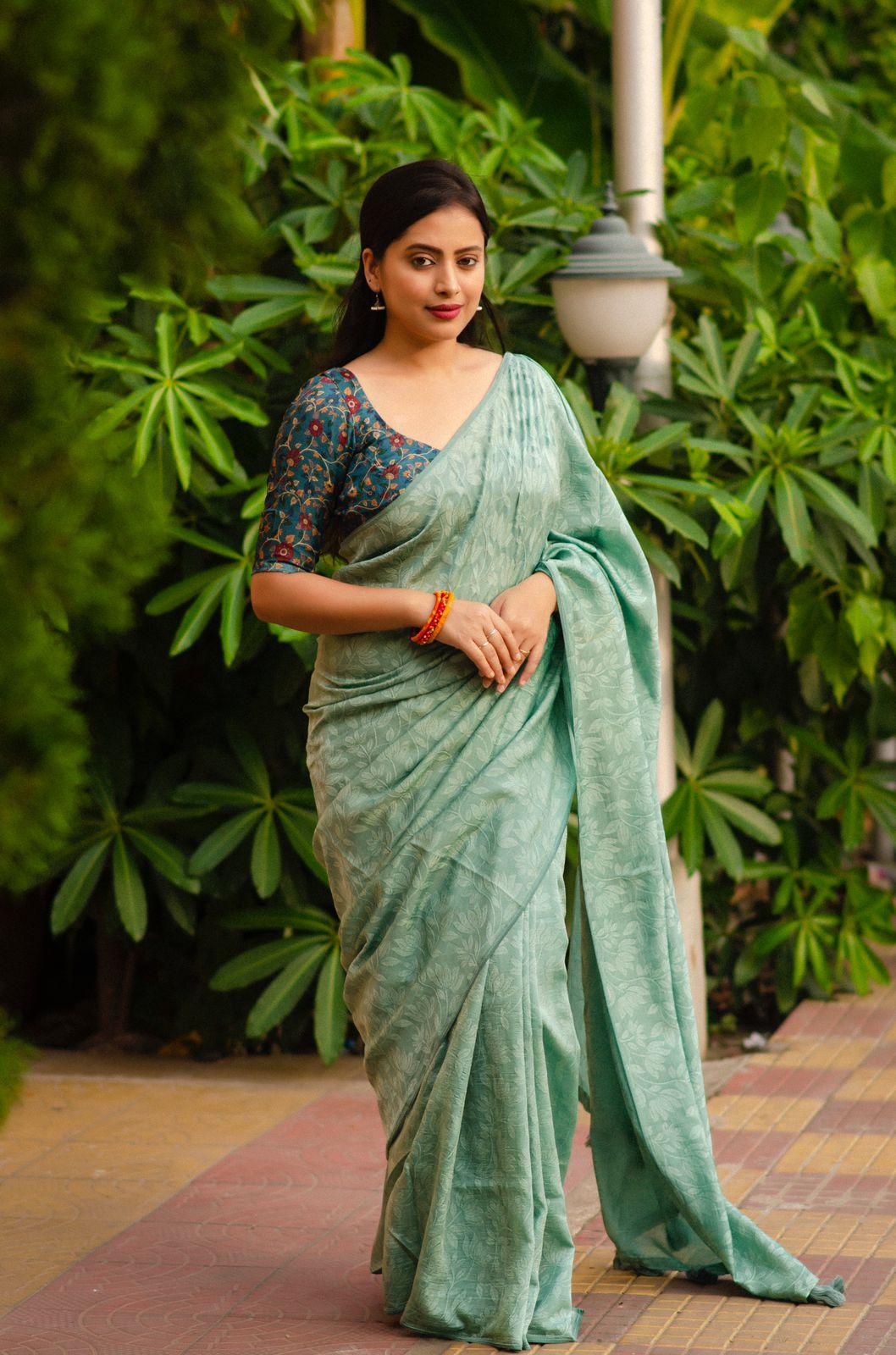 Rama Jute Silk Woven Design Saree with Unstitched Blouse - Hiral Fashion | Swadesiicart