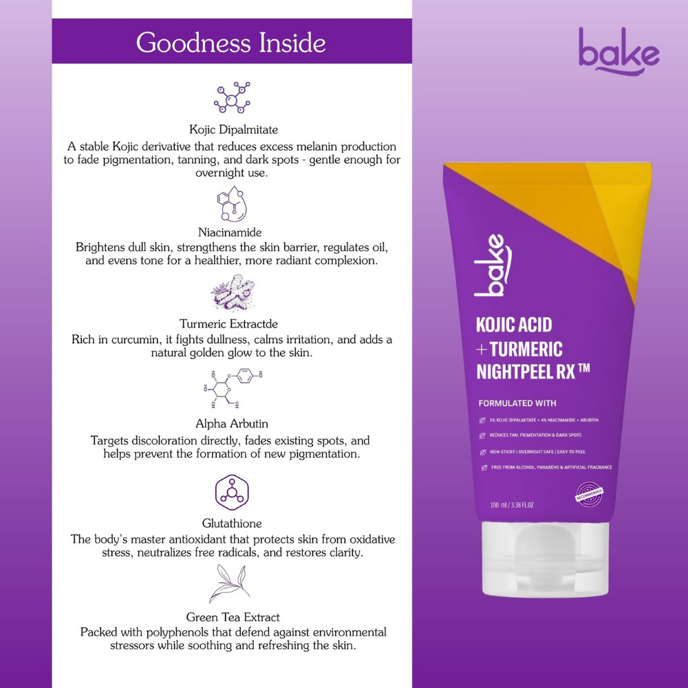Bake Kojic Acid + Turmeric NightPeel Rx Mask | Swadesiicart