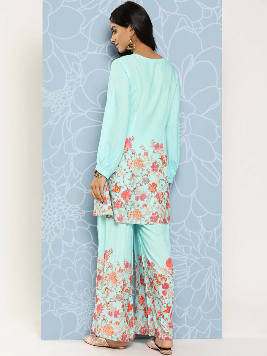 Ahalyaa Women's Traditional wear Co-ords - Blue - Swadesiicart